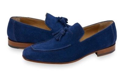 Mens Blue Suede Tassels Shoes Moccasins, Men Casual Suede Leather Shoes