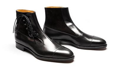 Handmade Men Black Lace Up Ankle Boots, Mens Fashion Cap Toe Ankle Boots