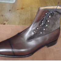 Handmade Men Brown Lace Up Ankle Boots, Mens Fashion Cap Toe Ankle Boots - Thumbnail 4