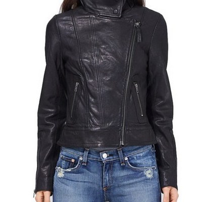 Women leather jacket, real leather jacket black - Thumbnail 5