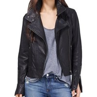 WOMEN LEATHER JACKET, REAL LEATHER JACKET black - Thumbnail 1