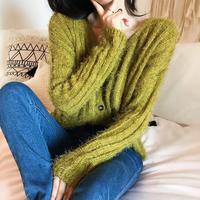 Chic V-neck Knit Cardigan Sweater - Thumbnail 1