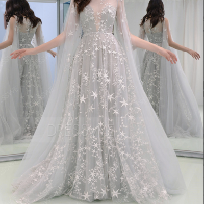 Hot off the shoulder a-line star long evening dress 2019,311