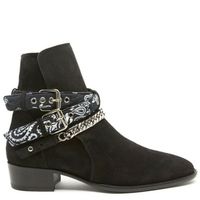 New Handmade Pure Suede Leather Black Stylish Chain Ankle Strap Boot for Men's - Thumbnail 4