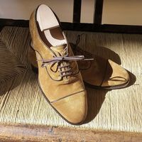 New Pure Handmade Suede Leather Camel Dress Shoes for Men's - Thumbnail 4