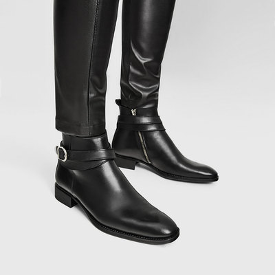 Handmade men black jodhpurs boots, men black ankle boots, mens fashion boots - Thumbnail 3