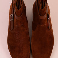 Handmade Brown jodhpurs Boots, Men Brown ankle Boots, Men Suede Leather Boot - Thumbnail 2