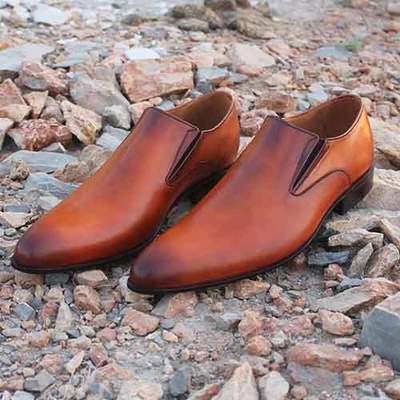 Handmade men Tan brown leather shoes moccasins, Men leather shoes