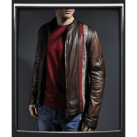 MEN BLACK LEATHER JACKET, MENS BIKER JACKET, MEN CASUAL LEATHER JACKETS - Thumbnail 1