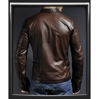 MEN BLACK LEATHER JACKET, MENS BIKER JACKET, MEN CASUAL LEATHER JACKETS - Thumbnail 3