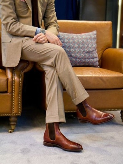 Handmade Men brown Chelsea leather boots, Men ankle leather boots, Men boots