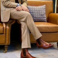 Handmade Men brown Chelsea leather boots, Men ankle leather boots, Men boots - Thumbnail 1