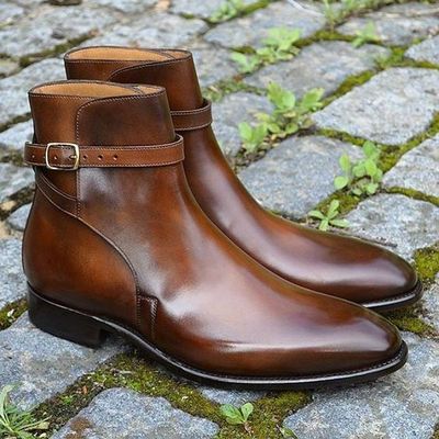 Handmade men brown jodhpurs leather boots, men ankle leather boots, men boots