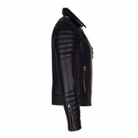 Mens Genuine Real Lambskin Leather Motorcycle Jacket, Men Motorcycle Jacket - Thumbnail 1