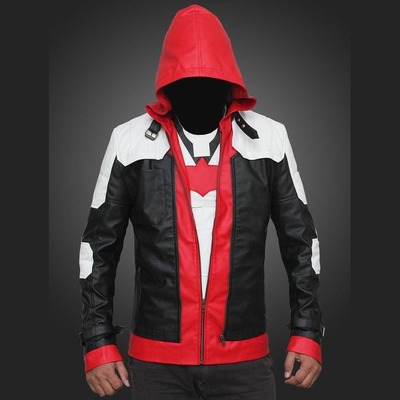 Mens red hood jacket, leather jacket for men, men leather jacket for men