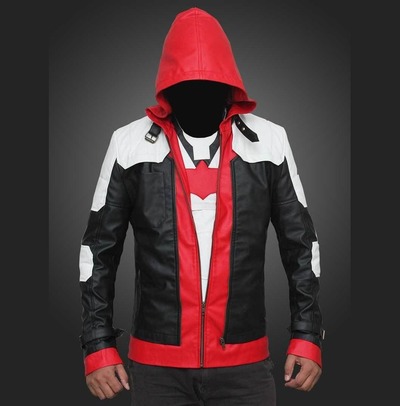 Mens Red Hood Jacket, Leather Jacket For Men, Men Leather Jacket For Men