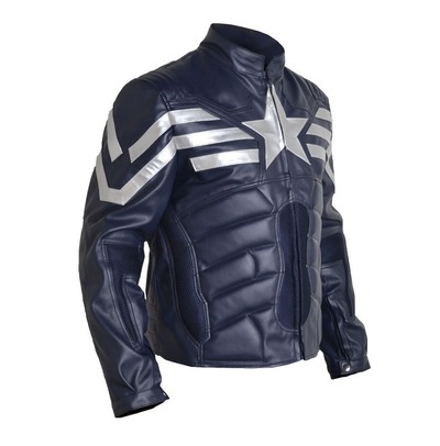 New Padded Motorcycle Captain America Winter Soldier V2 Real Leather