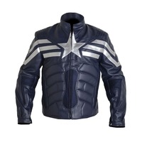 New Padded Motorcycle Captain America Winter Soldier V2 Real Leather - Thumbnail 1