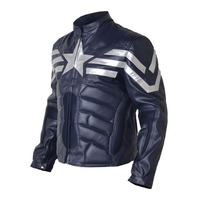 New Padded Motorcycle Captain America Winter Soldier V2 Real Leather - Thumbnail 2