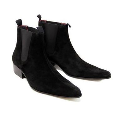 Handmade men black color suede chelsea boots men black fashion chelsea boot
