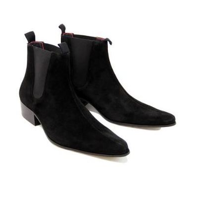 Handmade Men Black Color Suede Chelsea Boots Men Black Fashion Chelsea Boot