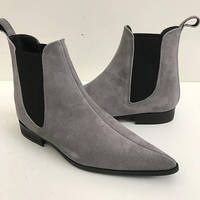 Handmade Men Gray Color Suede Chelsea Boots, Mens Gray Fashion Chelsea Boot - Thumbnail 1