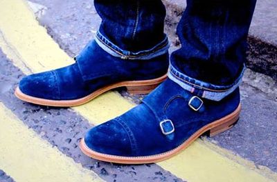 Handmade Mens Fashion Double Monk Party Shoes, Mens Style Royal Blue Shoes