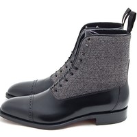 Handmade boots for men, Men cap toe formal boots, Men two toned boots, Men boots - Thumbnail 2