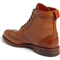 Handmade Mens Wingtip Brogue Tan Leather Boots, Men Tan ankle leather Boots for mens - Thumbnail 2