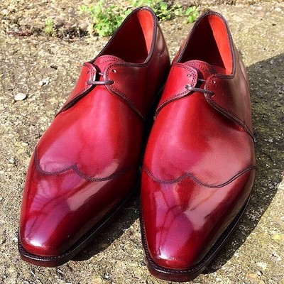 Handmade Men Burgundy formal shoes, Men derby formal shoes for men, Mens shoes