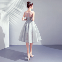 Gray tulle lace short prom dress cocktail dress - Thumbnail 2
