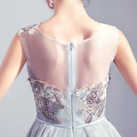 Gray tulle lace short prom dress cocktail dress - Thumbnail 3