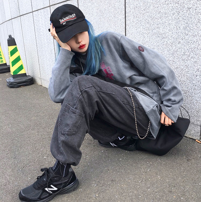 Free Shipping-90s WASHED BLACK JOGGER JEANS