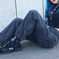 Free Shipping-90s WASHED BLACK JOGGER JEANS - Thumbnail 3