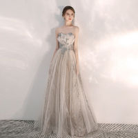 A line tulle sequins long prom dress formal dress - Thumbnail 1