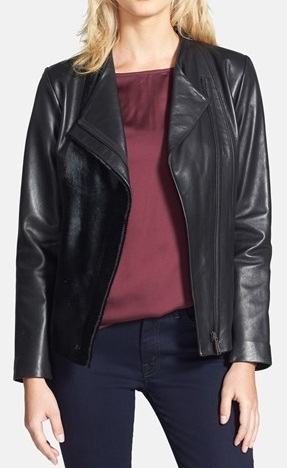 Women Genuine Leather with Zipper Closure - Black