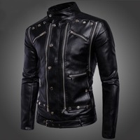 HANDMADE MENS BLACK LEATHER JACKET, MEN BLACK BIKER LEATHER JACKET - Thumbnail 1