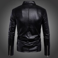 HANDMADE MENS BLACK LEATHER JACKET, MEN BLACK BIKER LEATHER JACKET - Thumbnail 2