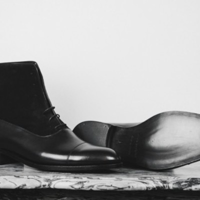 Handmade men ankle boots men black lace up boot men ankle leather cap toe boot - Thumbnail 3