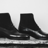 Handmade Men ankle Boots Men Black Lace Up Boot Men Ankle Leather cap toe Boot - Thumbnail 1