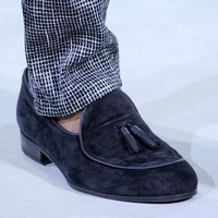 Men Navy blue suede leather Tassels shoes moccasins slip ons casual formal shoes - Thumbnail 4