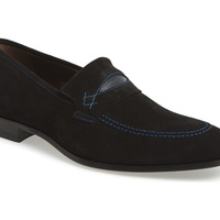 Handmade Men Black suede leather shoes moccasins slip ons casual formal shoes - Thumbnail 1