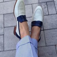 Handmade Men two tone formal shoes, Men Blue and white dress shoes, Men spectator shoes - Thumbnail 1