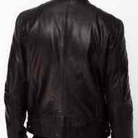 Men black Leather jacket, real leather biker jacket - Thumbnail 1