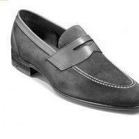 Men's Genuine Grey Suede Leather Moccasins - Thumbnail 4