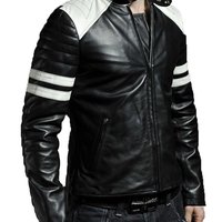 Man black biker jacket, Mens leather jacket, black motorcycle Leather jackets for men - Thumbnail 4