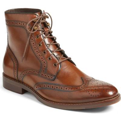 Men brown wingtip brogue lace up boots, men ankle leather boot, mens boots