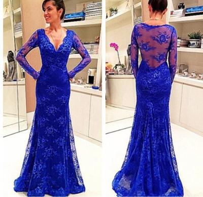 V Neck Long Sleeves Lace Mother of the Bride Dresses