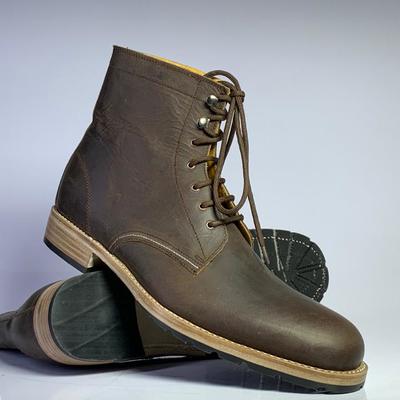 Handmade brown color leather boot, men's ankle chukka lace up dress boot - Thumbnail 1