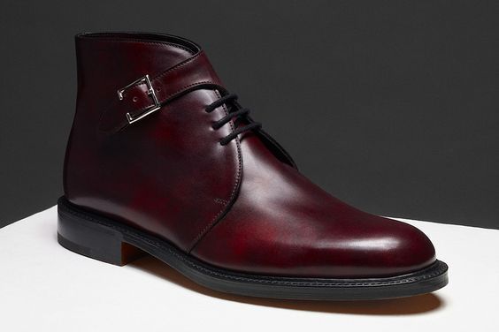 Handmade Burgundy Leather Boot, Men's Ankle Monk Straps Lace up Dress Boot